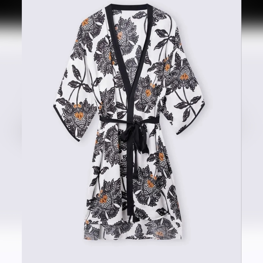 Intimissimi Robe-Folk & Delicious Viscose Satin Robe - Black-m/l - Picture 6 of 10